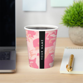 Vasos De Papel Patrón de camuflaje rosado, nombre, personalizació
