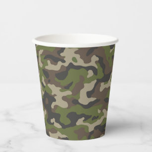 Vasos De Papel Patrón de camuflaje verde