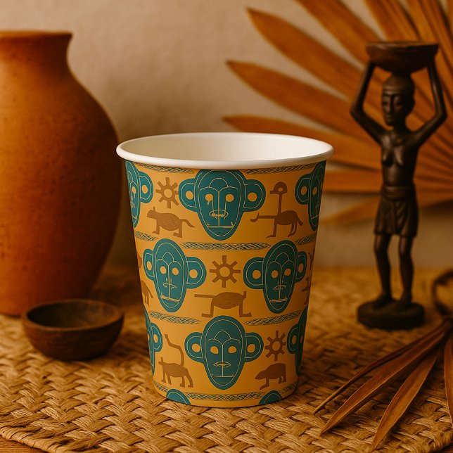 Vasos De Papel Patrón de cara étnica africana de la máscara triba (Subido por el creador)