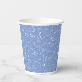 Vasos De Papel Patrón de cartón de vacaciones dibujado a mano