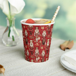 Vasos De Papel Patrón de cascanueces rojos Navidad