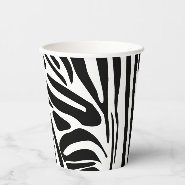 Vasos De Papel Patrón de cebra (Anverso)