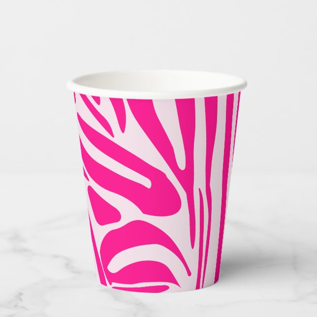 Vasos De Papel Patrón de cebra rosa (Anverso)