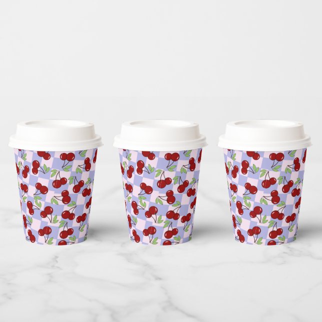 Vasos De Papel Patrón de cerezo dulce (Multi)