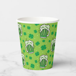 Vasos De Papel Patrón de cerveza verde del Día de San Patricio