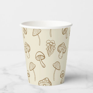 Vasos De Papel Patrón de champiñones mínimos