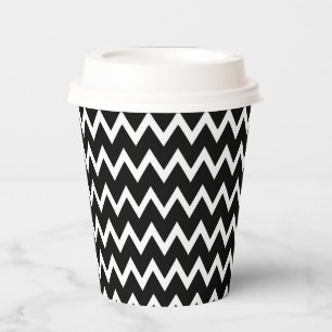 Vasos De Papel Patrón De Chevron Blanco Y Negro
