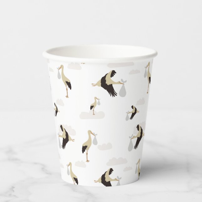 Vasos De Papel Patrón de Chica de niño bebé recién nacido en la c (Anverso)