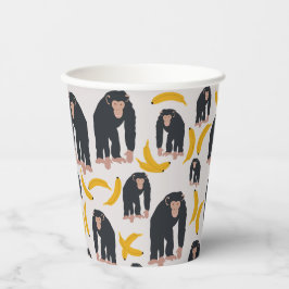 Vasos De Papel Patrón de chimpancés y banana de monos