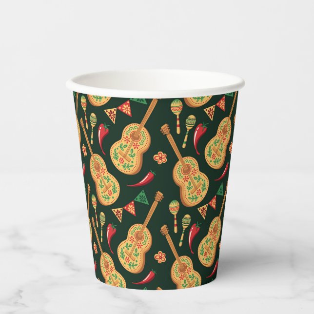 Vasos De Papel Patrón de Cinco De Mayo Mexicano (Anverso)