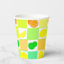 Vasos De Papel Patrón de cítricos coloridos de limón, limón y Nar