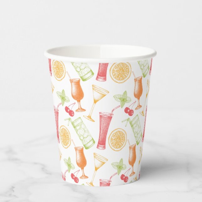 Vasos De Papel Patrón de cóctel esbozado (Izquierda)