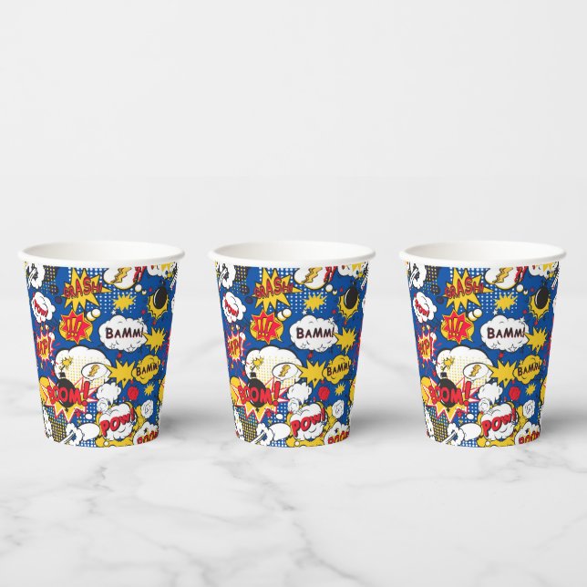 Vasos De Papel Patrón de Cómic (Multi)