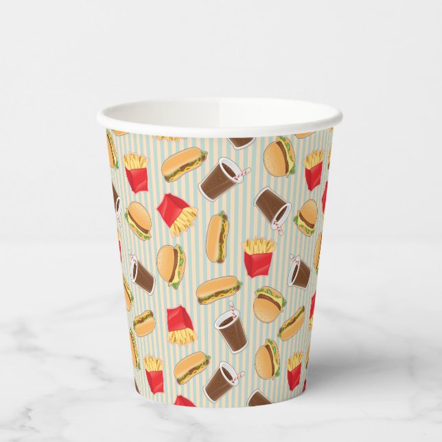 Vasos De Papel Patrón de comida rápida 2 (Izquierda)