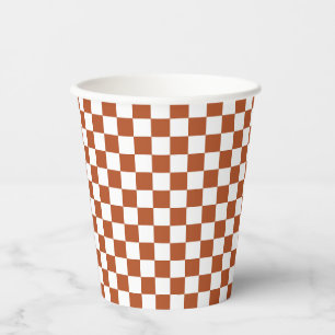 Vasos De Papel Patrón de comprobación de color blanco marrón