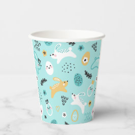 Vasos De Papel Patrón de Conejito de Pascua Adorable Conejos Huev