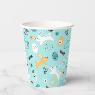 Vasos De Papel Patrón de Conejito de Pascua Adorable Conejos Huev