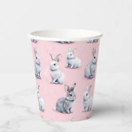 Vasos De Papel Patrón de conejos rosados