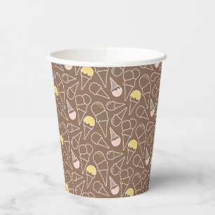 Vasos De Papel Patrón de cono de helado en marrón