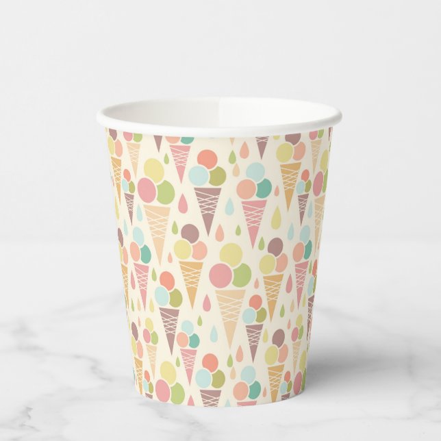 Vasos De Papel Patrón de conos de helados (Izquierda)