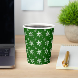 Vasos De Papel Patrón de copo de nieve, copos de nieve blancos, n