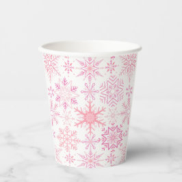 Vasos De Papel Patrón de copo de nieve Rosa