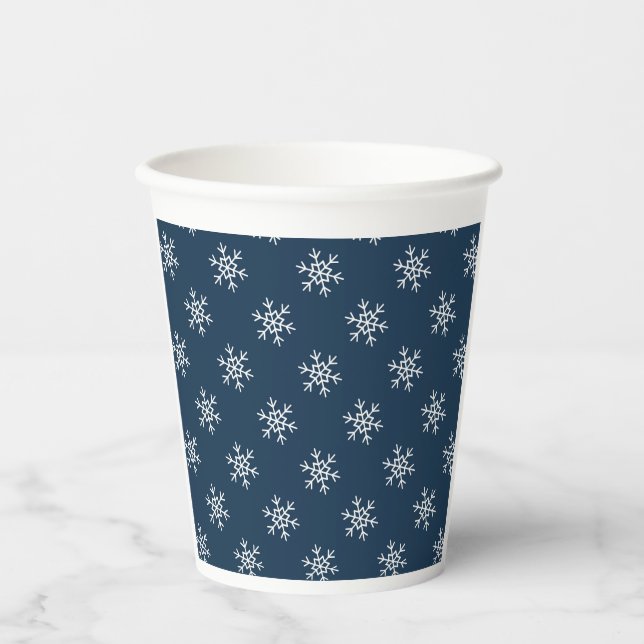 Vasos De Papel Patrón de copos de nieve taza de papel festivo (Anverso)