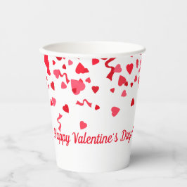 Vasos De Papel Patrón de corazón de confetti rojo el día de San V