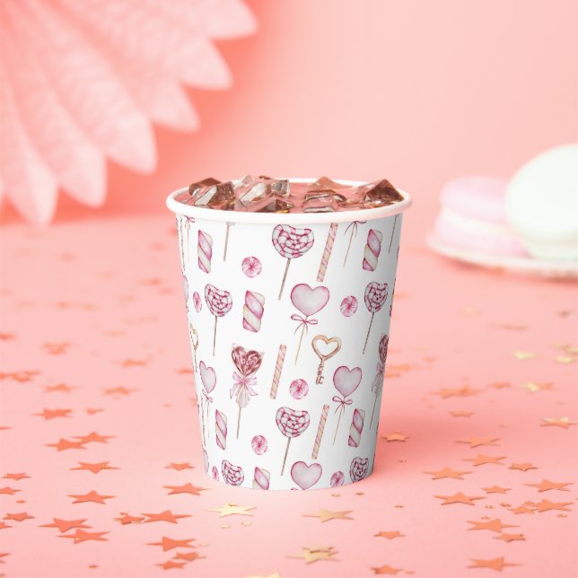 Vasos De Papel Patrón de corazón dulce (in situ)