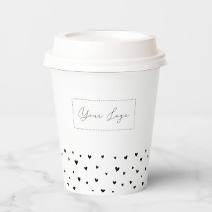 Vasos De Papel Patrón de Corazón Simple Logotipo de Negocio Papel