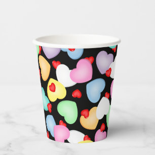 Vasos De Papel Patrón de corazones de golosinas el día de San Val