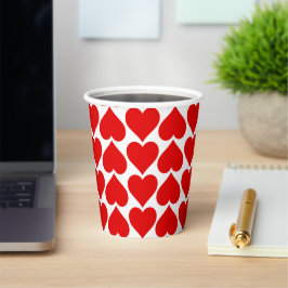 Vasos De Papel Patrón de Corazones Rojos, Romántico, Amor