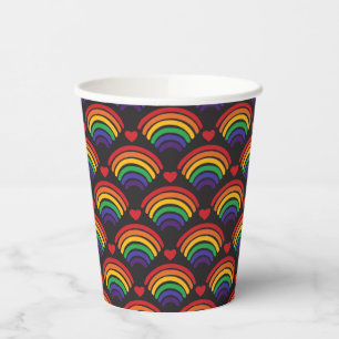 Vasos De Papel Patrón de Corazones y Arcoiris