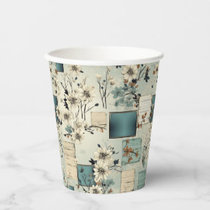 Vasos De Papel Patrón de cuadernillo floral vintage (2)