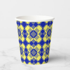 Vasos De Papel Patrón de cuadros argyle azul amarillo