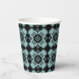 Vasos De Papel Patrón de cuadros Argyle azul negro