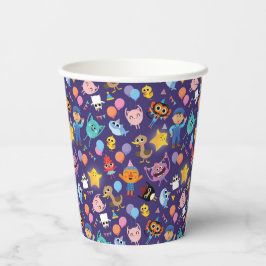 Vasos De Papel Patrón de cumpleaños de caracteres super simples