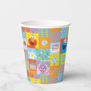 Vasos De Papel Patrón de cumpleaños de Elmo, Abby y Cookie Monste
