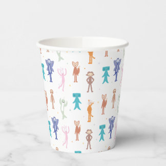 Vasos De Papel Patrón de Cumpleaños de Personajes de Slumberkins
