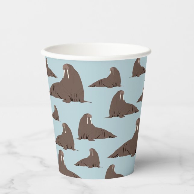 Vasos De Papel Patrón de Cute Walrus (Anverso)