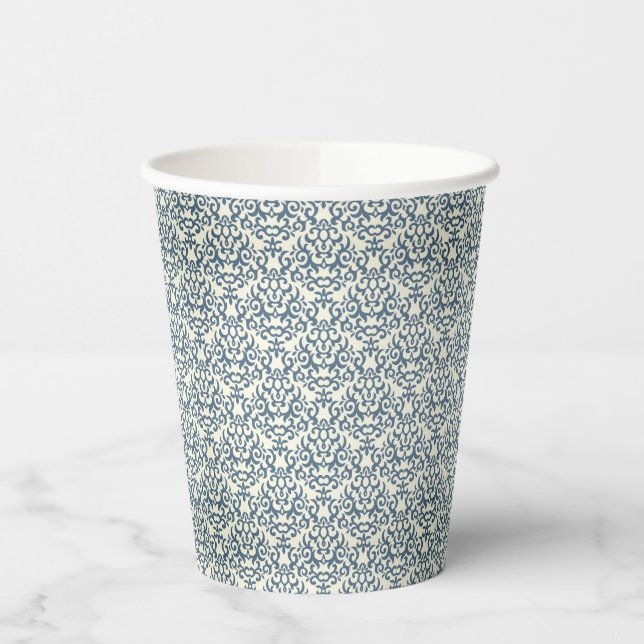 Vasos De Papel Patrón de Damasco en el fondo de gradiente 2 (Izquierda)