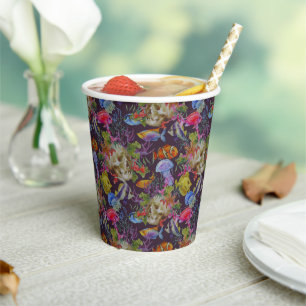 Vasos De Papel Patrón de desplome de la vida marina