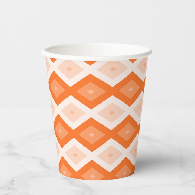 Vasos De Papel patrón de diamante naranja (Anverso)