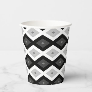 Vasos De Papel Patrón de diamante negro, blanco y gris