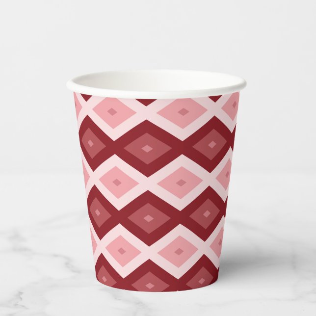 Vasos De Papel Patrón de diamante rojo (Anverso)