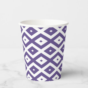 Vasos De Papel Patrón de diamante ultravioleta y blanco