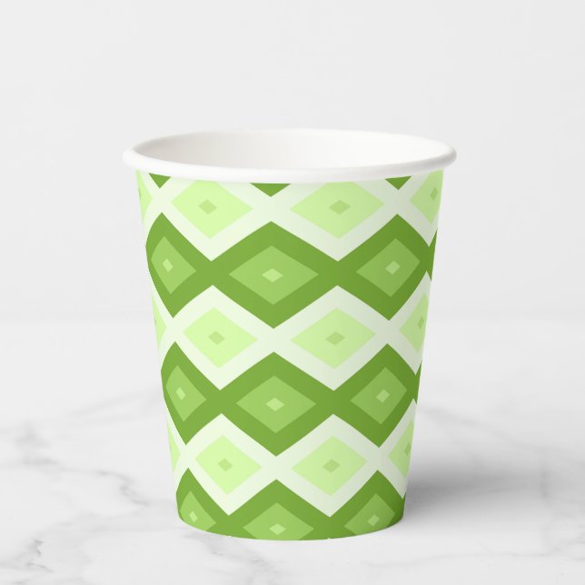 Vasos De Papel Patrón de diamante verde de Chartreuse (Anverso)