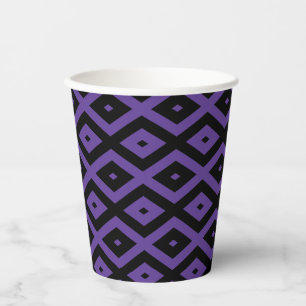 Vasos De Papel Patrón de diamante violento y negro