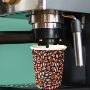 Vasos De Papel Patrón de dibujo de lápiz de judías de café Marrón