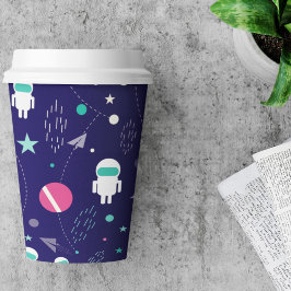 Vasos De Papel Patrón de dibujos animados de astronautas del espa